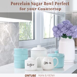 ONTUBE Porcelain Sugar and Creamer Set of 3,White