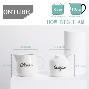ONTUBE Porcelain Sugar and Creamer Set of 3,White