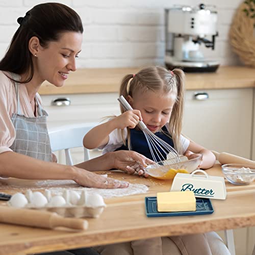 Butter Dish Ceramic Butter Tray Holder Butter Keeper Butter dish with Lid for Countertop Refrigerator Perfect for East West Coast Butter