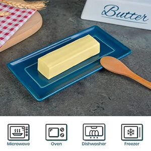 Butter Dish Ceramic Butter Tray Holder Butter Keeper Butter dish with Lid for Countertop Refrigerator Perfect for East West Coast Butter