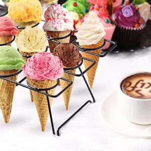 2 Pieces Ice Cream Cone Baking Racks Cupcake Display Racks Cupcake Cone Stands Cupcakes Holders for Home Kitchen Baking Cooking Cupcake Ice Cream Tools Supplies (Black)