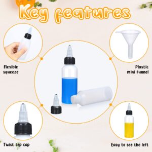 Gandeer 100 Pcs 2 oz Plastic Squeeze Bottles Condiment Squirt Bottle Small Boston Dispensing Bottles with Black Twist Cap and 5 Pcs Funnels Liquids Mini Dressing Container Ketchup Paint Bottles