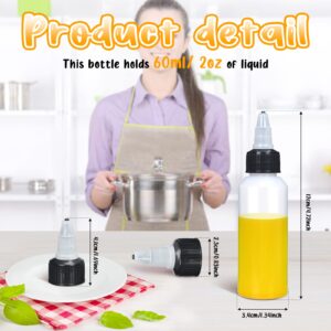 Gandeer 100 Pcs 2 oz Plastic Squeeze Bottles Condiment Squirt Bottle Small Boston Dispensing Bottles with Black Twist Cap and 5 Pcs Funnels Liquids Mini Dressing Container Ketchup Paint Bottles