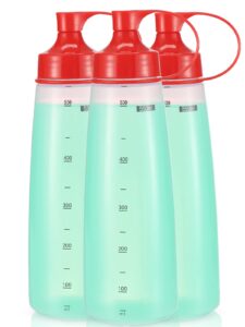 oiununo squeeze bottles wide mouth - pack of 3 condiment bottle squeeze bpa free for chunky sauces, resin, crafts, condiment squeeze bottles 550 ml/19 oz. (red*3)