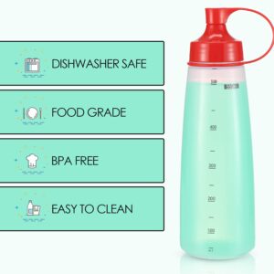 oiununo Squeeze Bottles Wide Mouth - Pack of 3 Condiment Bottle Squeeze BPA free for Chunky Sauces, Resin, Crafts, Condiment Squeeze Bottles 550 mL/19 oz. (Red*3)