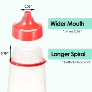 oiununo Squeeze Bottles Wide Mouth - Pack of 3 Condiment Bottle Squeeze BPA free for Chunky Sauces, Resin, Crafts, Condiment Squeeze Bottles 550 mL/19 oz. (Red*3)