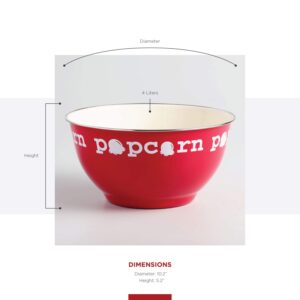 Popcorn Serving Bowl - Large Reusable Popcorn Containers - Ideal Gift for Family Movie Night, Party, Picnic - Red Metal Snack Bowl - Popcorn Mixed Serving Dish - Light & Sturdy by WorldMarket