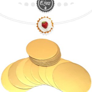 qiqee 6 Inch Gold Cake Boards Round 40-Packs Circles Rounds Base Food-Grade Cardboard Cake Plate(Thinner But Stronger)