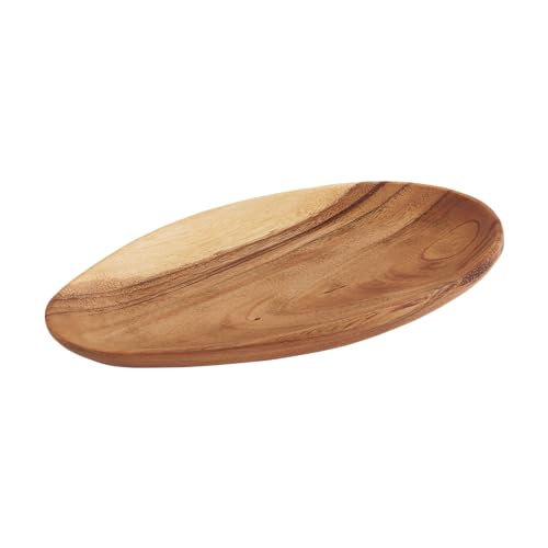 Bloomingville 12" L Oval Carved Acacia Wood Serving Platter Tray, Brown