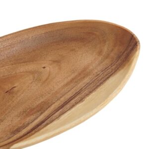 Bloomingville 12" L Oval Carved Acacia Wood Serving Platter Tray, Brown