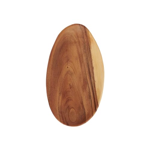 Bloomingville 12" L Oval Carved Acacia Wood Serving Platter Tray, Brown