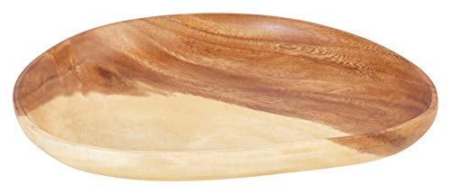 Bloomingville 12" L Oval Carved Acacia Wood Serving Platter Tray, Brown