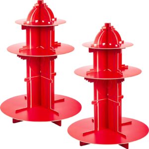 fire hydrant cupcake holder 2 pieces 3 tier fire hydrant cupcake stand fire fighter theme cupcake holder stand fire truck birthday party supplies fire hydrant party decor for fire party decorations