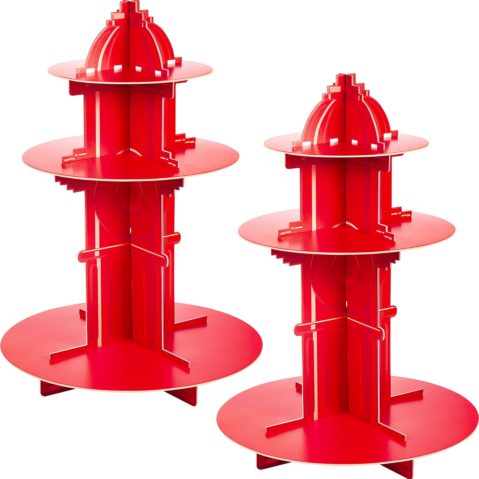 Fire Hydrant Cupcake Holder 2 Pieces 3 Tier Fire Hydrant Cupcake Stand Fire Fighter Theme Cupcake Holder Stand Fire Truck Birthday Party Supplies Fire Hydrant Party Decor for Fire Party Decorations