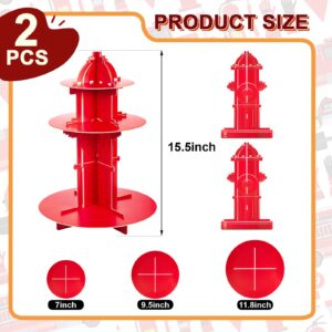 Fire Hydrant Cupcake Holder 2 Pieces 3 Tier Fire Hydrant Cupcake Stand Fire Fighter Theme Cupcake Holder Stand Fire Truck Birthday Party Supplies Fire Hydrant Party Decor for Fire Party Decorations