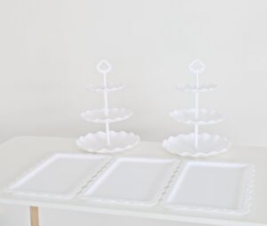 5 pcs 3 tier cupcake stand set, dessert table display set with 2x small 3-tier cupcake stands + 3x appetizer trays perfect for wedding baby shower home birthday tea party decoration