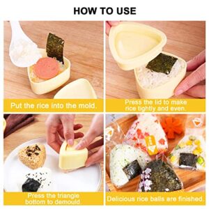 Onigiri Mold Triangle, 2 Pieces Rice Ball Mold Makers, Triangle Sushi Mold Making Kit for Home DIY Japanese Boxed Meal or Children Bento (Beige)