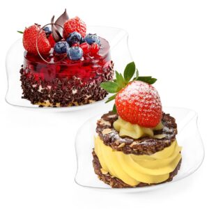 Kingrol 100 Count Mini Dessert Plates, Clear Disposable Plates for Cakes, Desserts, Appetizers, Snacks, Tastings, 4.5 x 3.62 x 0.87 Inch