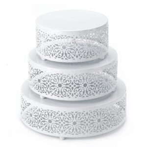 hotity 3 sets cake stands round cake stand set metal display cupcake stands for dessert, white