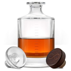 whiskey infinity decanter - cairn craft glass whisky & liquor bottle and stopper (1l capacity with 2oz markings)