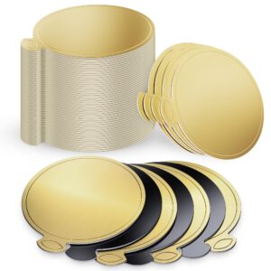creekcove 4" cake board set double sided gold or black 28 count- round disposable cake base
