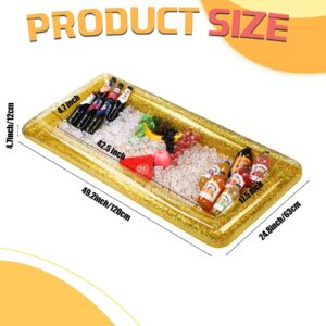 2 Pieces Inflatable Buffett Cooler Inflatable Food Cooler Buffet Inflatable Serving Bar Tray with Glittering Confetti Inflatable Cooler (Gold)