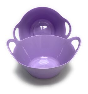 mintra home plastic bowls with handles (4.5l large 2pk, lavender)