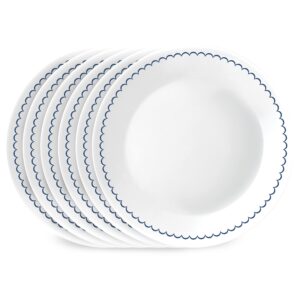 corelle 6-piece 8.5" lunch round plates, vitrelle triple layer glass, lightweight round plates, salad plates, chip and scratch resistant, microwave and dishwasher safe, caspian, medium, portofino