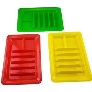 Set of Three Taco Holder Stand Up Divider Plates Multi Colored Party Taco Night Food Safe BPA Free Plastic Plate Set for Soft and Hard Shell Tacos