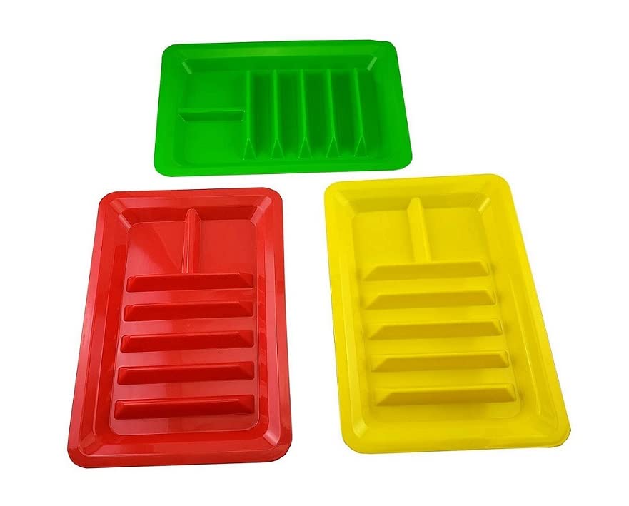 Set of Three Taco Holder Stand Up Divider Plates Multi Colored Party Taco Night Food Safe BPA Free Plastic Plate Set for Soft and Hard Shell Tacos