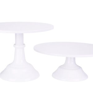 VILAVITA 2-Set Modern Cake Stands Round Cake Stand Cupcake Stands for Baby Shower, Wedding Birthday Party Celebration, White