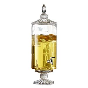 fifth avenue crystal westchester optic beverage cold drink dispenser w/ 2-gallon capacity glass jug, leak proof acrylic spigot for parties, weddings, & more