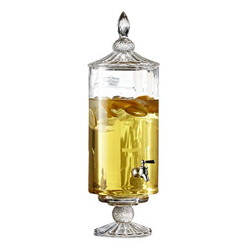 Fifth Avenue Crystal Westchester Optic Beverage Cold Drink Dispenser w/ 2-Gallon Capacity Glass Jug, Leak Proof Acrylic Spigot for Parties, Weddings, & More