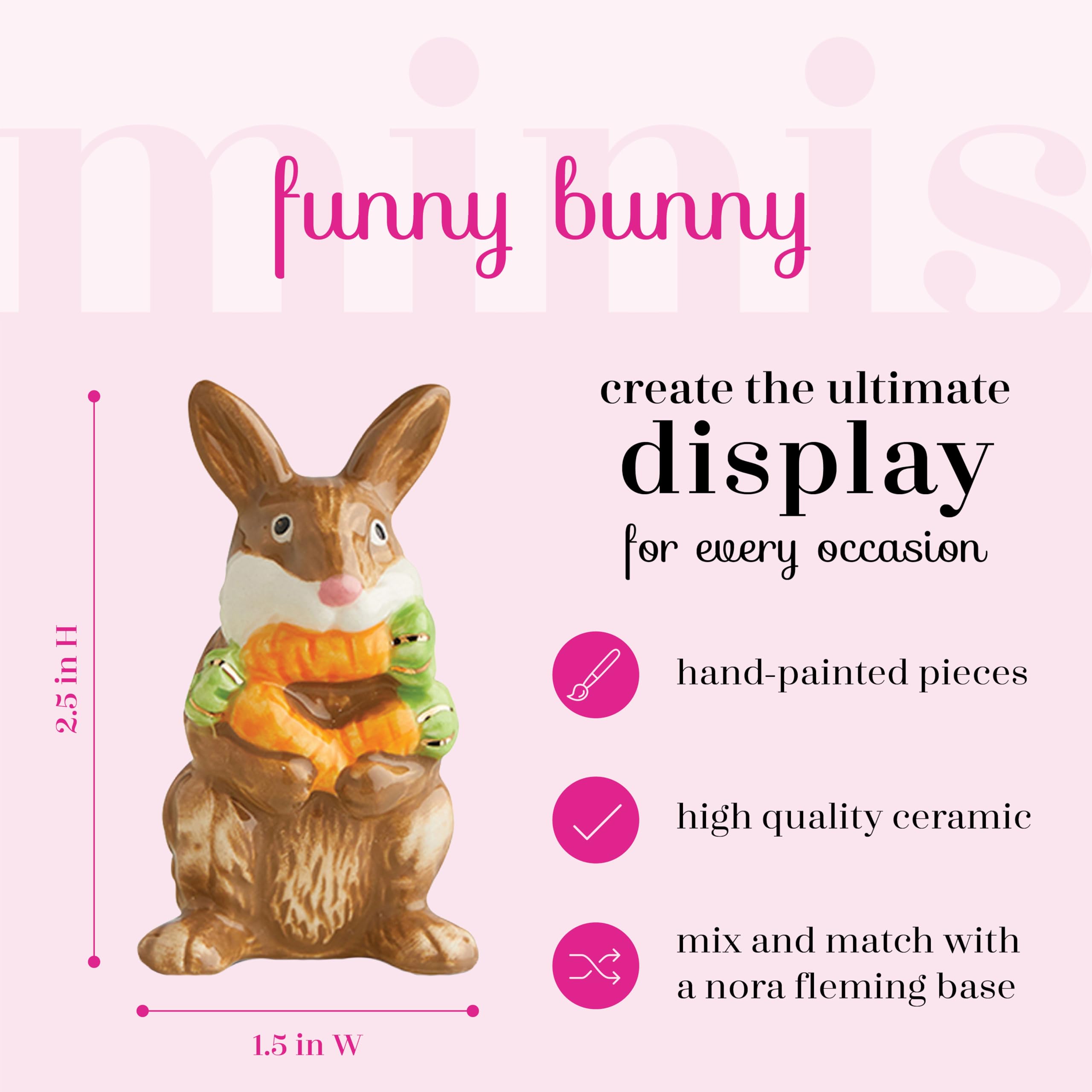Nora Fleming Hand-Painted Mini: Funny Bunny (Brown Bunny) A226