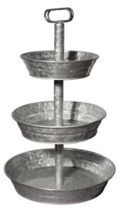 3 tiered serving – galvanized metal tray – balanced structure – multipurpose decorative tray by sheff store (3 tier)