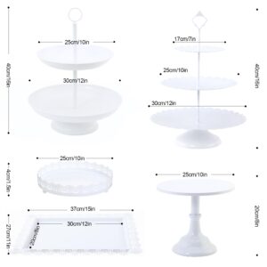 LIFESTIVAL 5 Pack Cake Stands Set White Metal Cupcake Holder Dessert Display Plate Decor Serving Platter for Party Wedding Birthday Baby Shower Celebration Home Decoration