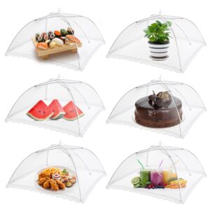 anpro food cover - food covers for outside,food tent,picnic food covers mesh，6 pack (17in x 17 in) reusable and collapsible,scratch resistant no lace food nets,mesh food covers for outdoors