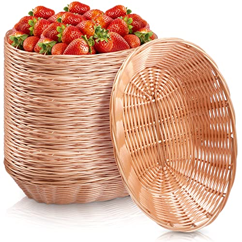 12 Pack Bulk Plastic Oval Basket Small Fruit Bread Basket Food Storage Basket Bin for Gifts Empty Home Kitchen Restaurant Food Serving Storage Display Decor