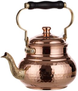 demmex 1mm thick hammered copper tea pot kettle stovetop teapot, 1.6-quart
