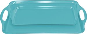 calypso basics rectangular and tidbit serving tray set, turquoise