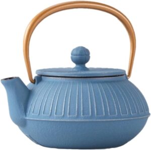 iwachu 44350 teapot, type 5 chrysanthemum, silver/sky blue, 1.2 gal (0.65 l), inner enamel, nambu ironware