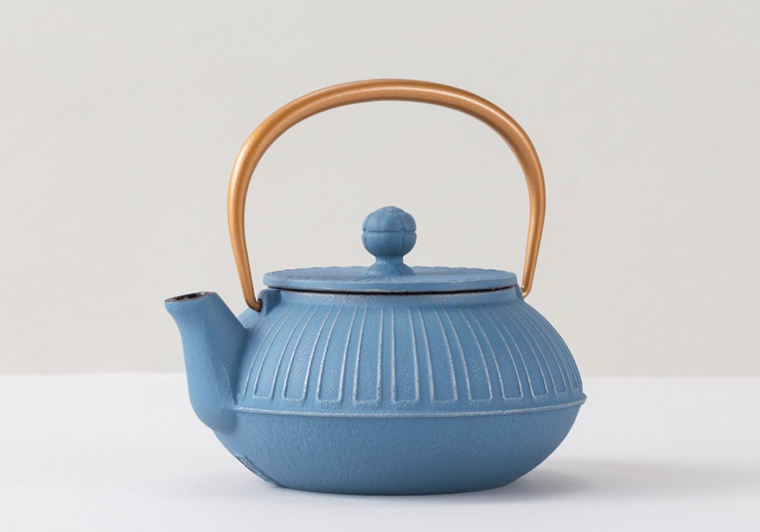 Iwachu 44350 Teapot, Type 5 Chrysanthemum, Silver/Sky Blue, 1.2 gal (0.65 L), Inner Enamel, Nambu Ironware