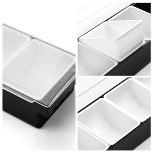 BEYLANG Ice Chilled Serving Tray Condiment Pots 4 Compartment Condiment Server Caddy (4 Compartments)