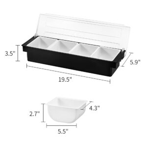 BEYLANG Ice Chilled Serving Tray Condiment Pots 4 Compartment Condiment Server Caddy (4 Compartments)