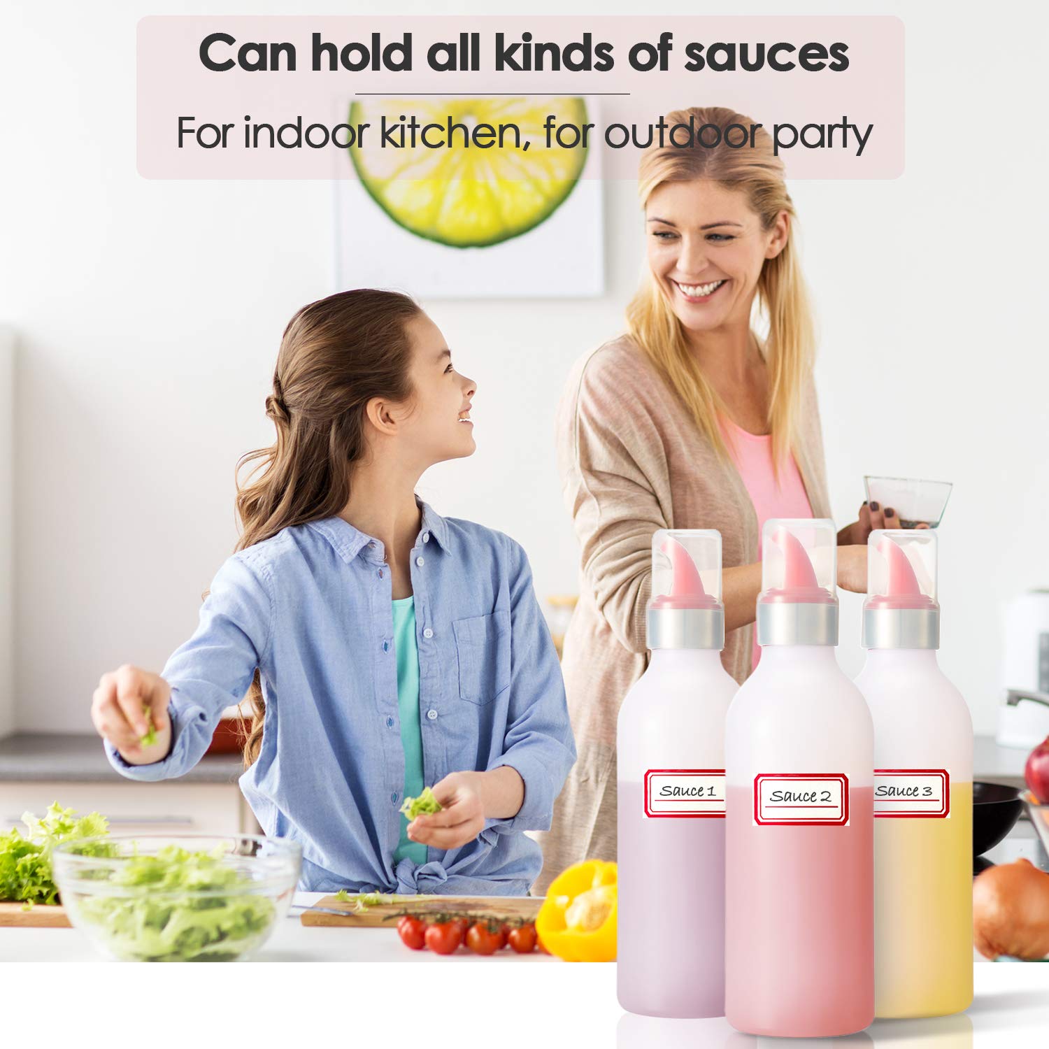 Condiment Squeeze Bottle Sauce Squeeze Squirt Bottle for Kitchen Plastic Syrup Container Food Dispenser for Oil Ketchup Griddle Hot Sauce