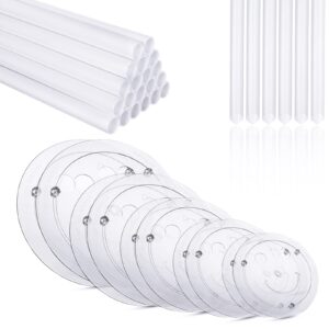 80pcs cake tier stacking kit 10pcs clear cake separator plates for 4, 6, 8, 10, 12 inch cakes with 30pcs clear cake stacking dowels and 40pcs white plastic cake sticks support rods for tiered cake
