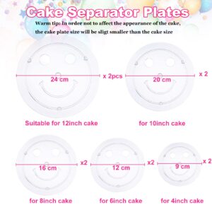 80Pcs Cake Tier Stacking Kit 10Pcs Clear Cake Separator Plates for 4, 6, 8, 10, 12 Inch Cakes with 30Pcs Clear Cake Stacking Dowels and 40Pcs White Plastic Cake Sticks Support Rods for Tiered Cake