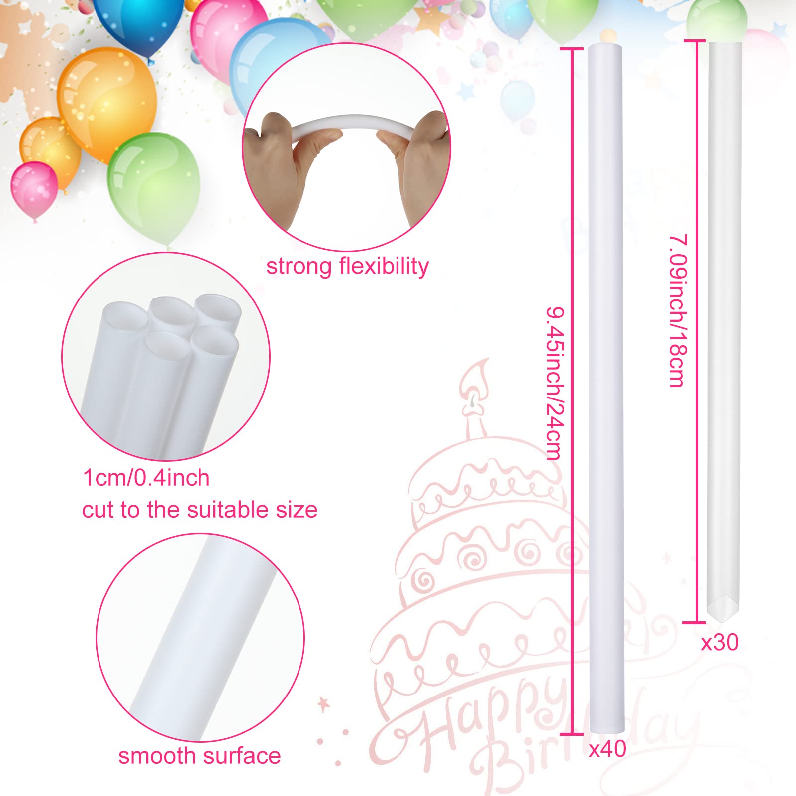 80Pcs Cake Tier Stacking Kit 10Pcs Clear Cake Separator Plates for 4, 6, 8, 10, 12 Inch Cakes with 30Pcs Clear Cake Stacking Dowels and 40Pcs White Plastic Cake Sticks Support Rods for Tiered Cake