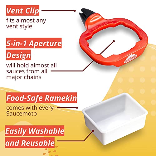 Saucemoto Dip Clip | Car Sauce Holder for Ketchup and Dipping sauces. No More Dry Fries or sauceless Nuggets. As seen on Shark Tank (2 Count Pack, Pink)