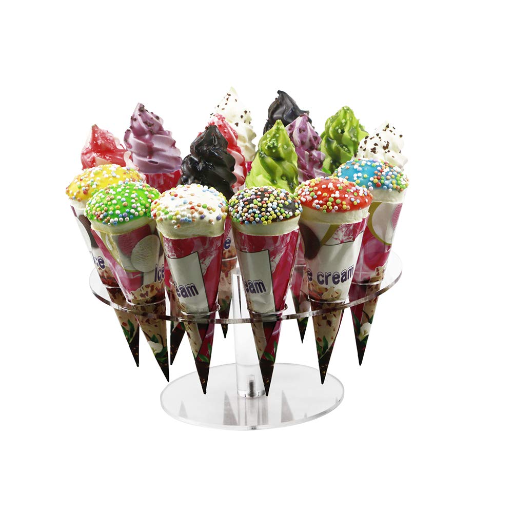 HMROVOOM Ice Cream Cone Holder,16 Holes Ice Cream Cone Holder Stand,Cotton Candy Cones Holder,Acrylic Cone Holder,Cone Holder Stand,Acrylic Ice Cream Cone Stand Holder